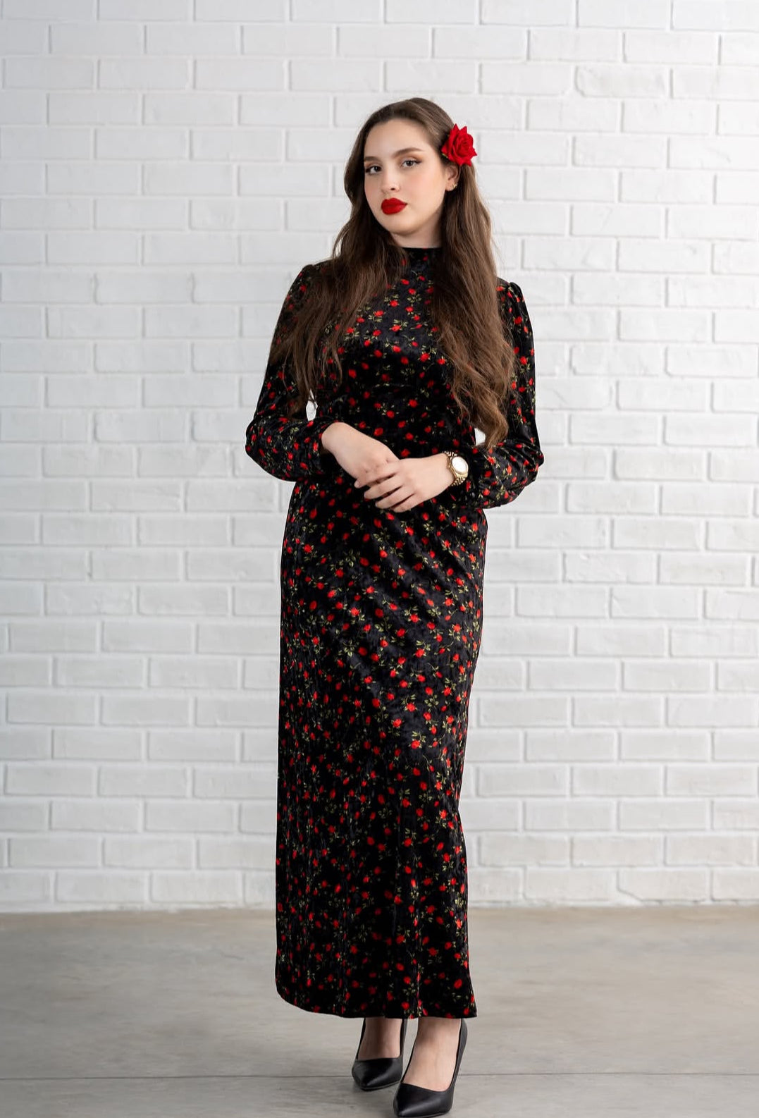 Black floral dress