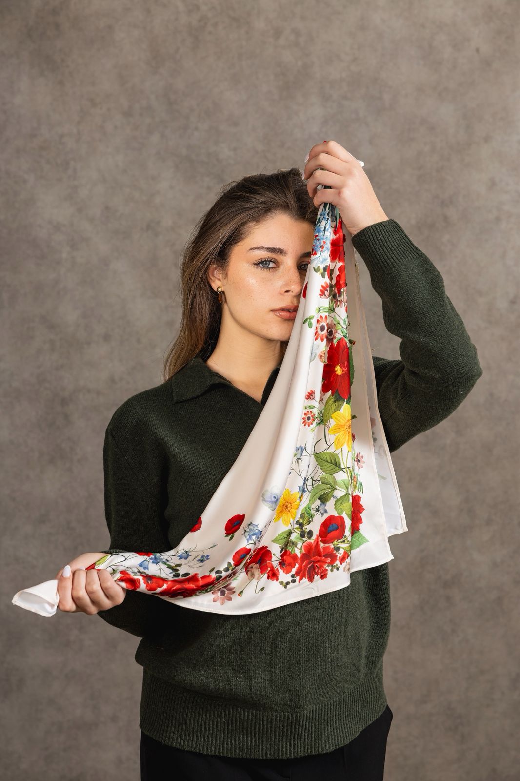 Off-white tunisian scarf