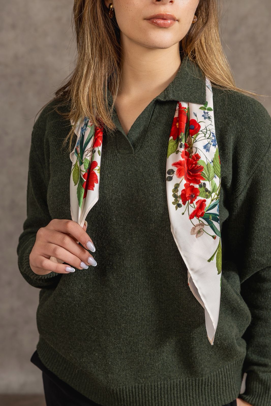 Off-white tunisian scarf